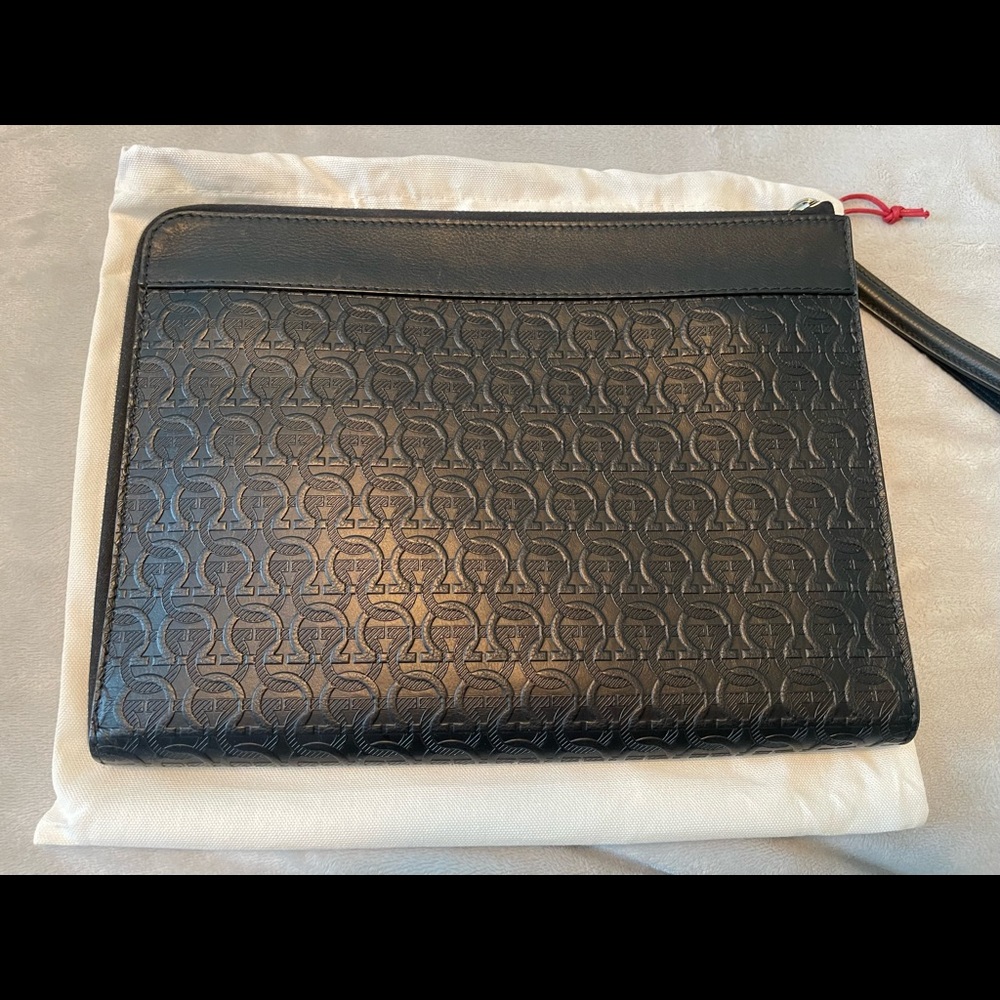 FERRAGAMO Tech Gancini Leather Document Case EUC